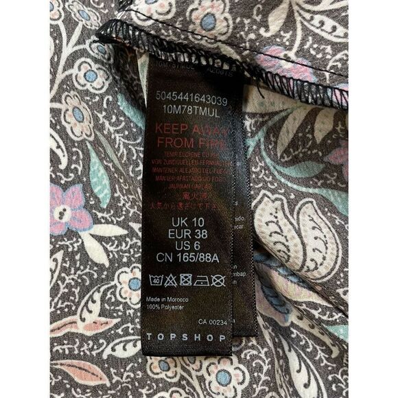 TOPSHOP Long Sleeve Dress Black Floral Paisley Mid-Maxi Length US Size 6 NEW WT! - Picture 9 of 11